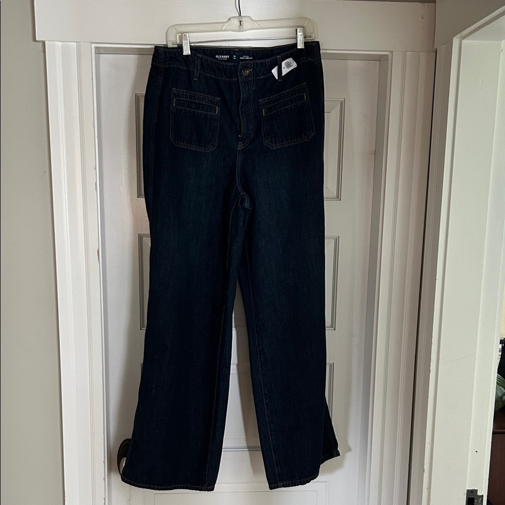 Old Navy Women's Deep Indigo Baggy Wide Leg Jeans